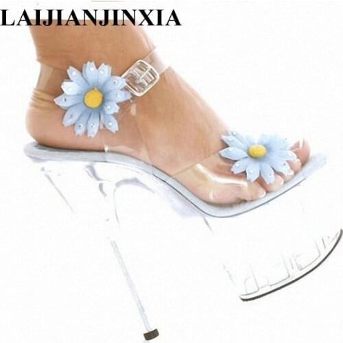 LAIJIANJINXIA New low-key costly 15 cm crystal high-heeled shoes nightclub performance womens sandals