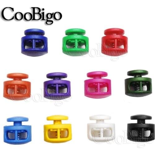 12pcs Colors Cord Lock Stopper Buckles Clamp 2 Hole Toggle Clip Kids Toys Paracord Shoelace Cord Bag Cord Lanyard Accessories
