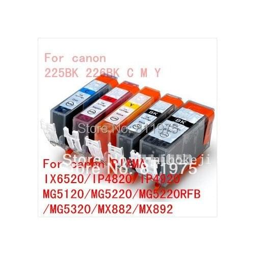 15pcs Free shipping PGI 225 CLI 226 5 color ink cartridge For canon PIXMA IX6520/IP4820/IP4920 MG5120/MG5220//MG5320printer