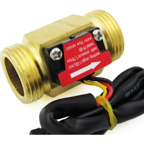 2PCS Hall Effect Water Flow Sensor Counter Indicator Flowmeter G3/4 DN20 Male Thread Brass 1-30L/min 50mm long