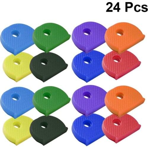 24pcs Key Caps Assorted Color PVC Key Cap Covers Key Identifier Caps Random Color Assorted Home Storage Household products