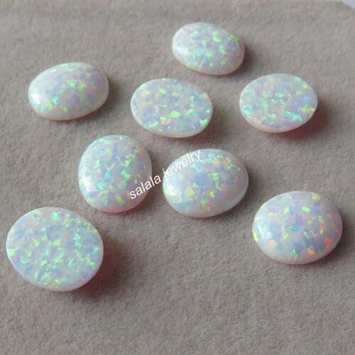 50pcs/lot 10x14mm OP17 Snow Oval White Opal Synthetic Oval Fire Opal Stone Oval Cabochon Opal for Jewelry