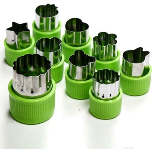 9 Kids Baking Decorative Food and Vegetable Cutter Shape Set Fruit and Cookie Stamp Moulded Cookie Cutter