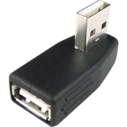 90 degree Left Angled USB 2.0 Vertical Low Profile Adapter Convertor Male to Female Extension Black