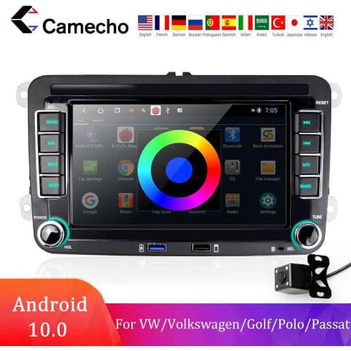 Camecho 2Din Car Radio 7" Android 10 GPS Multimedia Player Touch Screen For VW/Volkswagen/Golf/Polo/Passat/b7/b6/SEAT/Skoda