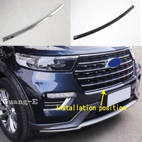 Car Cover Bumper Engine Trim Frame Racing Front Grid Grill Grille Moulding Edge Parts 1pcs For Ford Explorer U625 2019 2020 2021