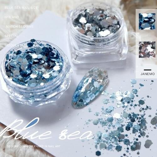 Nail Ocean Mermaid Glitter Flakes Sparkly Holographic Mix Hexagon Colorful Sequins Spangles Polish Manicure Nail Art Decor