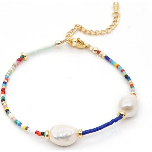 Go2Boho Freshwater Pearl Bracelet Miyuki Bracelet For Women Colorful Seed Beads Bohemian Female Pulseras Mujer Moda Tiny Armband