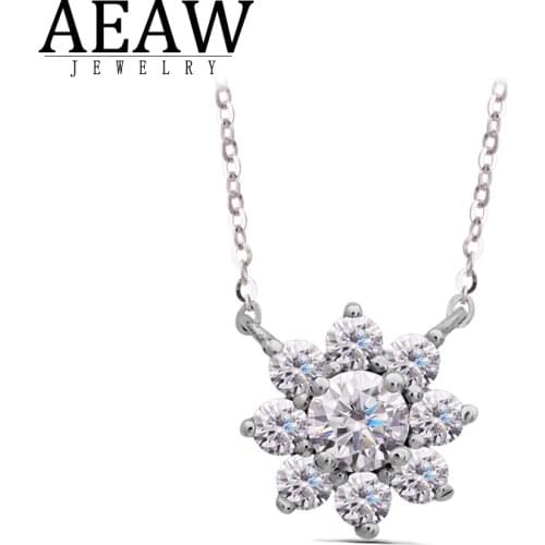 DF Color 0.3carat 4.0mm Round Moissanite Pendant Necklace Engagement Wedding Birthday Gift for Women Solid 18k White Gold