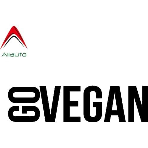 Aliauto Interesting Car Sticker Go Vegan Vinyl Waterproof Sunscreen Anti-UV Reflective Decal Decoration Black/Silver,16cm*4cm