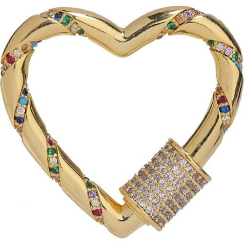 Juya DIY Love Heart Pendant Fastener Carabiner Screw Lock Clasps For Needlework Mesh Chains Charms Jewelry Making Accessories