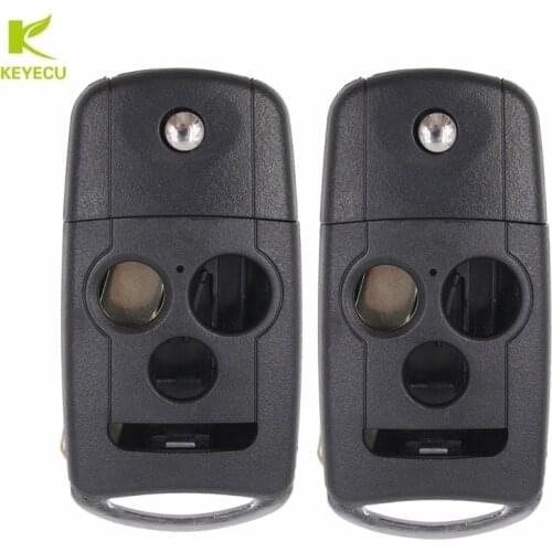 KEYECU 2pcs Replacement New Folding Remote Key Shell Case Fob 4 Button for Acura TL TSX MDX RDX ZDX ,for Honda Accord 2008-2012