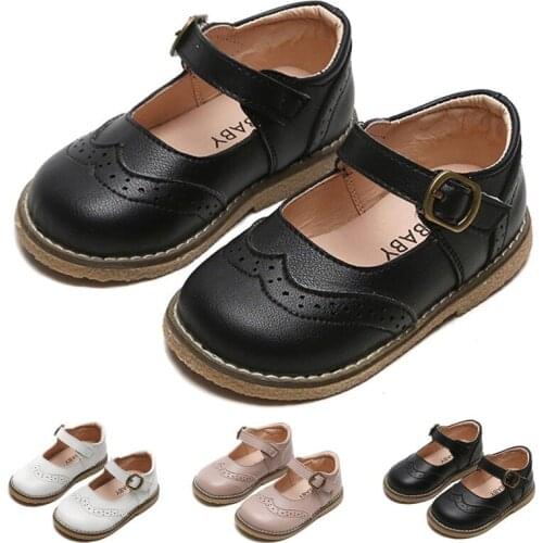 Toddler Infant Kids Baby Girls Boys Leather British Party Student Shoes Sandals Solid Flat With Shoes For Children Kids Shoes