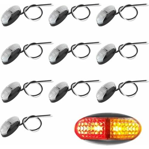 Krator 10PCS Red Amber LED Side Clearance Marker Lights Car Truck Trailer Lamps 10-30V Waterproof