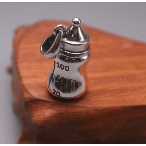 New Pure 925 Sterling Silver Pendant 30x15mm Mini Bottle Jewelry Accessories