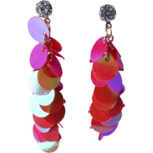 Multilayer Color Paillette Earrings Long Tassels Party Accessories Ear Earring Fashion Water Drop Jewelry Moda Mujer 2021
