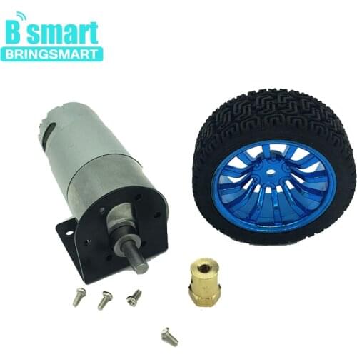 Bringsmart DC Gear Motor Sets JGB37-550TZ 6V 12V Gearbox Motor Reducer With Wheel Coupling 9-2300rpm Reversed Toy Car DIY Robot