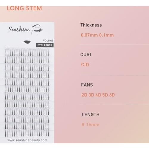 Seashine Short Stem Premade Volume Fans Lashes Extensions Russian Volume makeup tools Faux Mink Eyelash Extension