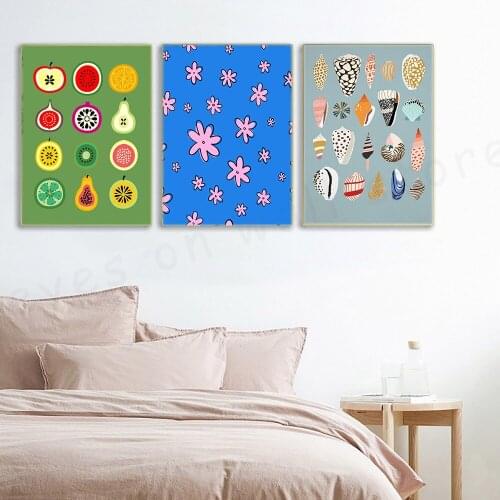 Beach Treasure Chart Flower Print Posters Wall Art Plant Nordic Fruit Pictures Canvas Living Room Decoration Wall Paintings