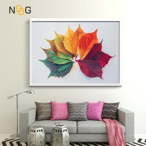NOOG Multicolored Leaves Canvas Painting Colourful Style Plant Nordic Poster and Prints Wall Art Picture Modern Home Decoration