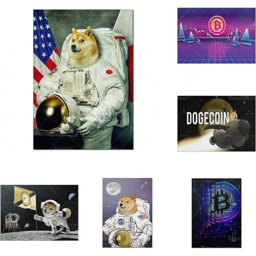 Bitcoin poster modern art abstract currency canvas painting fintech wall printing virtual currency picture living room home deco