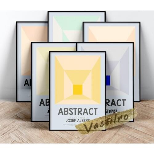 Josef Albers Poster, Geometry Abstract Canvas Prints, Constructivism Colours Square Painting, Living Room Bedroom Wall Stickers