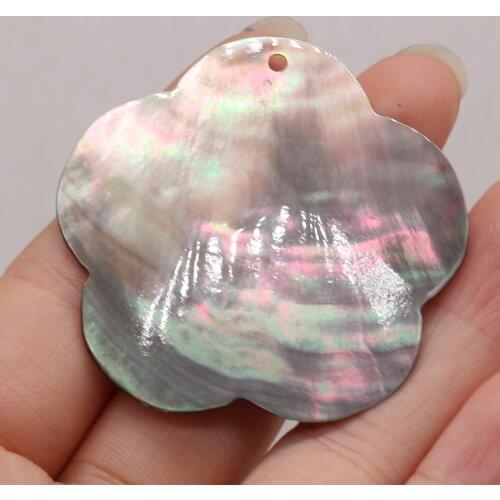 2pc Natural Shell Pendant Hand-carved Flower Black Mother of Pearl Beads Charms for Women DIY Necklace Earrings Jewelry Making