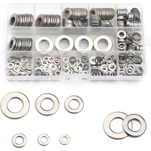 395pcs Stainless Steel Washers Flat Gasket For General Repair Seal Ring Set M4/M5/M6/M8/M10/M12