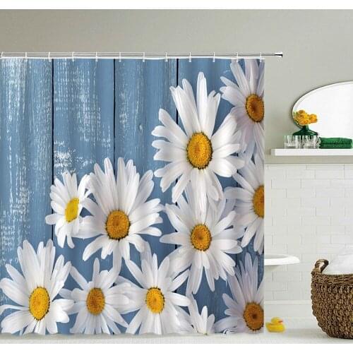 Flowers Green Plants Shower Curtains Waterproof Bathroom Curtains 3d Printing Polyeste Fabric Decoration Home Bath Screen