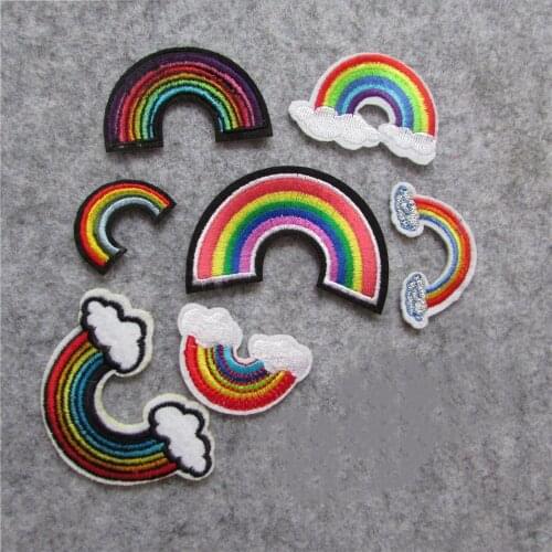 Mix choose rainbow Patches For Clothing Iron On Embroidered Appliques DIY Apparel Accessories Patches For Clothing Fabric Badges
