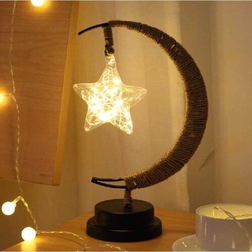 LED Lamp Line Rattan Handmade Hemp Rope Wrought Iron Night Light Home Decoration Lantern Star Apple Modeling Light