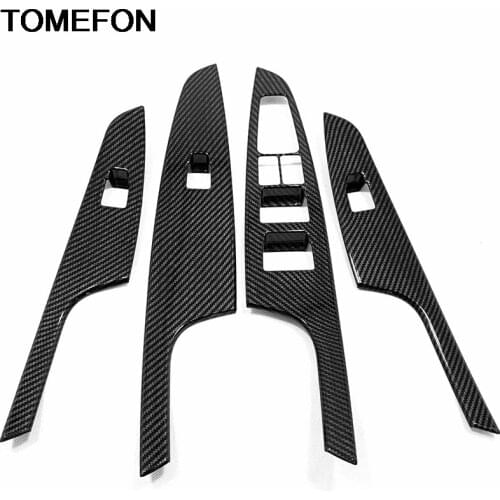 TOMEFON For Hyundai Tucson 2019 Inner Door Armrest Window Switch Button Frame Cover Trim Interior Accessories ABS Carbon Fiber