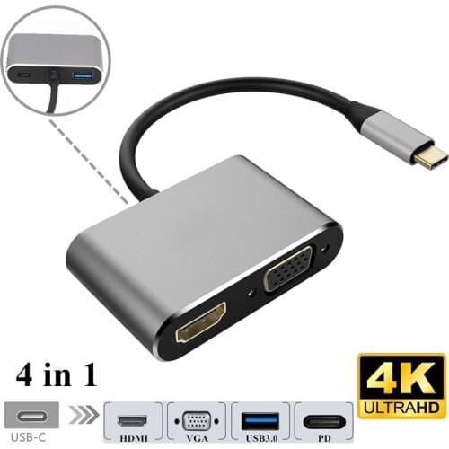 Type-c To Hdmi Vga Usb Pd Four-in-one for Macbook, Macbook Pro Notebook and Type-C Interface Series Computer/tablet/mobile Phone