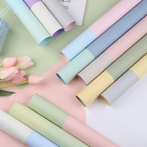 20pcs 58x58cm Two-color Flower Wrapping Paper Material Macaron Contrast Color Matching Flower Shop Supplys