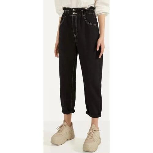 Europe and The United States 2021 Spring New Womens High Waist Slim Harem Pants Versatile Straight Jeans DLZK687