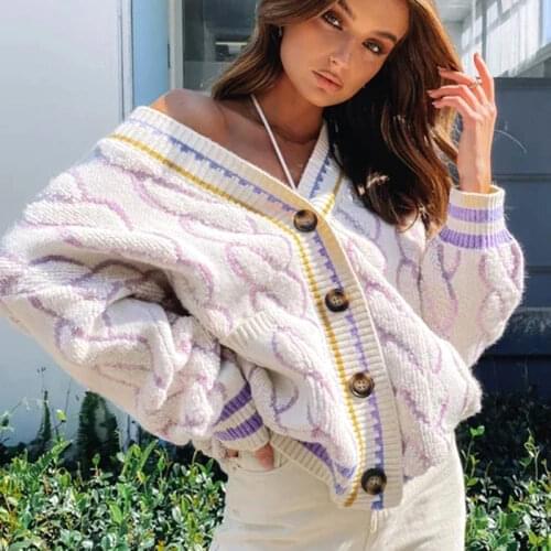 GypsyLady Vintage Loose Sweater Cardigan Jacket Thick Autumn Knitted Long Sleeve Women Sweater Oversized Knitwear Jumper Outwear