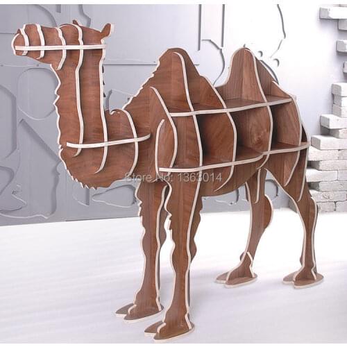 High-end 51.5" wooden camel furniture wood book case bookshelf self-build puzzle furniture
