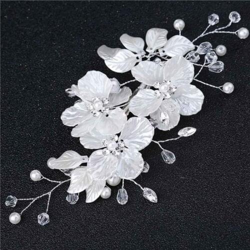 Pearl Flower Hair Clip Wedding Barrette Jewelry Bridesmaid Floral Style