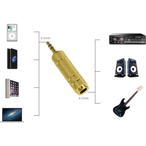 1Pc 3.5mm Male to 6.5mm Stereo Audio Mic Plug Adapter Jack useful guitar Stereo Adapter