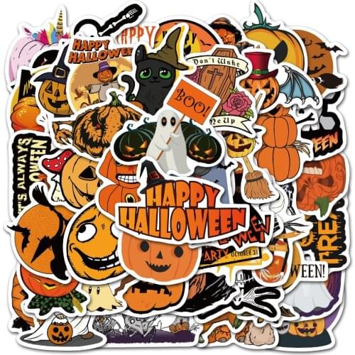 10/30/50PCS Halloween Horror Pumpkin Head Graffiti Car Motorcycle Laptop Water Cup Personalized Decoration Sticker Wholesale