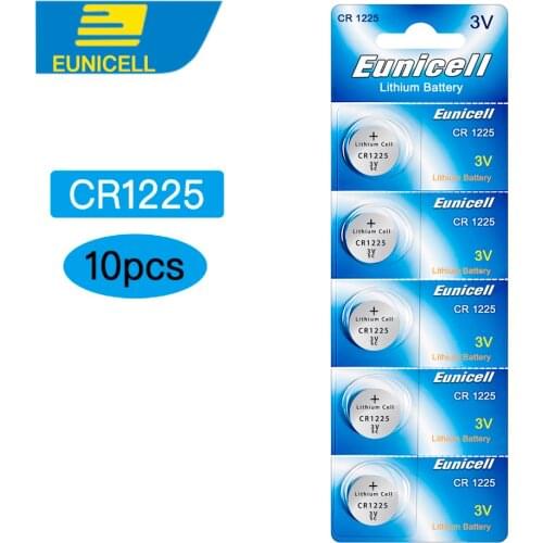 10pcs CR1225 LM1225 BR1225 ECR1225 KCR1225 3V Lithium Button Cell Watch Coin Battery batteries EUNICELL