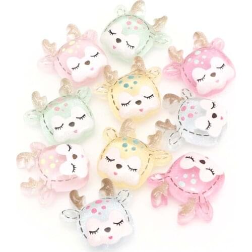 10 Pcs Fawn Resin Cute Crafts Home Decoration Hair Rope Mobile Phone Shell Decoration Accessories Scrapbook Craft