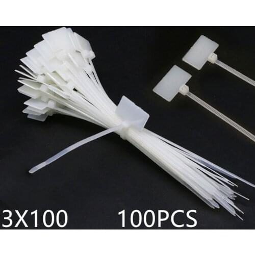 100Pcs Zip Ties Write Wire Power Cable Label Mark Tag Nylon Self-Locking Tie Network Cable Marker Cord Wire Strap Zip