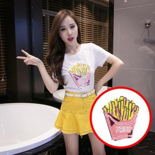 New Fires With Sequined Patches Fashion Applique lron on Patch for Clothes Bags DIY Decal Apparel Accessory 2pcs