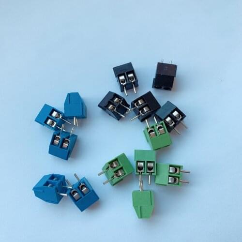 20pcs kf-350 3.5mm pitch screw terminal connector 2p 3p straight leg KF 350 copper green blue black PCB terminal