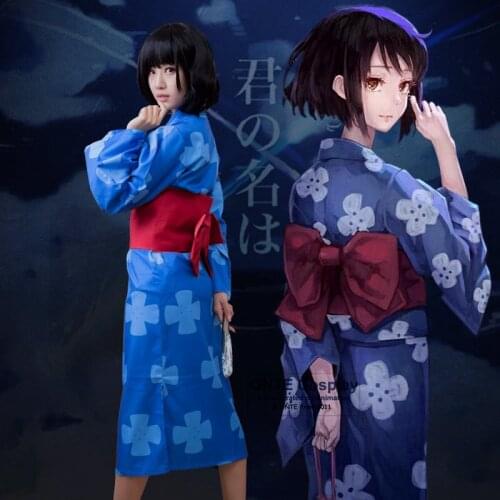 2017 Makoto Shinkai You Name kimi no na wa Cosplay Costumes Miyamizu Mitsuha Women Japan Kimono Fancy Party Outfit for Halloween
