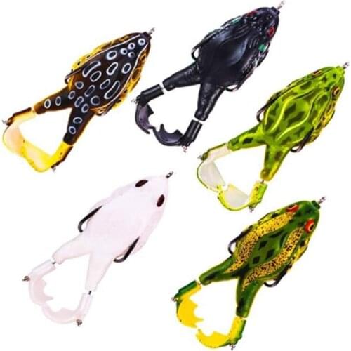 5 Pcs Soft Frog Bait,Double Propeller Legs,3D Eyes Realistic Fishing Lures,Floating Weedless Baits for Bass Fishing Bait