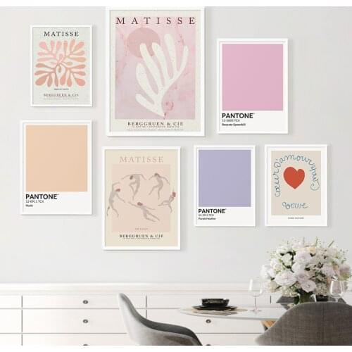 Abstract Color Block Matisse Coral Retro Wall Art Canvas Painting Nordic Posters And Prints Wall Pictures For Living Room Decor