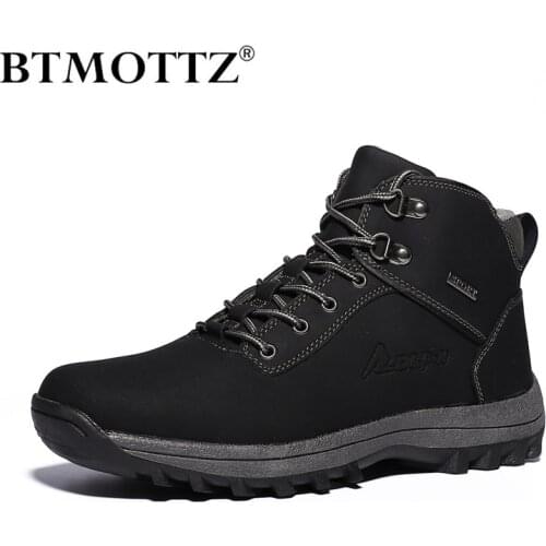 Winter Ankle Boots Men Casual Shoes Retro Lace-Up Autumn Leather Work Tooling Mens Boots Military Tactical Army Botas BTMOTTZ