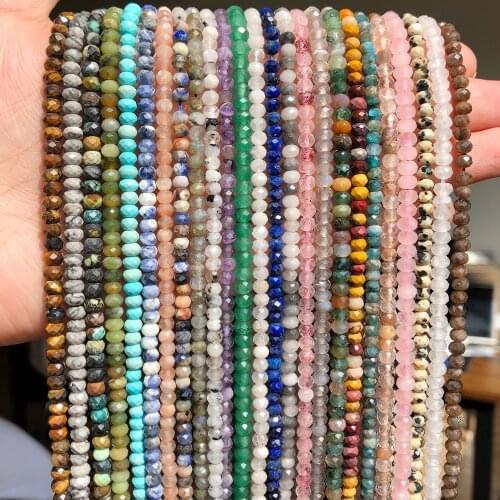 Natural Stone Beads Tiny Turquoises Apatite Faceted Rondelle Spacer Waist Beads for Jewelry Making DIY Needlework Accessories 15